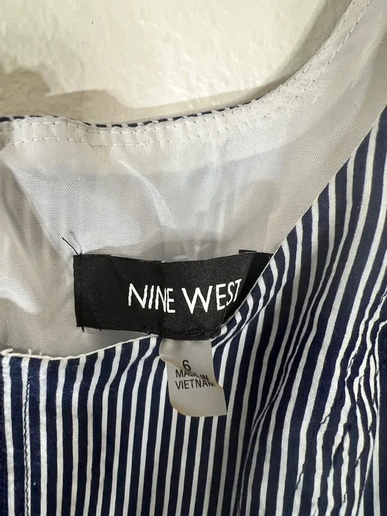 Nine West Navy and White Striped Embroidered Mini Dress - Picture 2 of 5